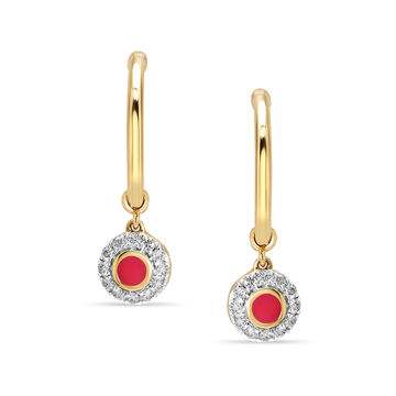 14Kt Yellow Gold Simple C-Shaped Diamond Drop Earring