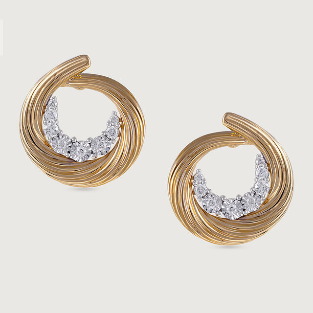 Basketry Bliss Gold and Diamond Stud Earrings,,hi-res image number null