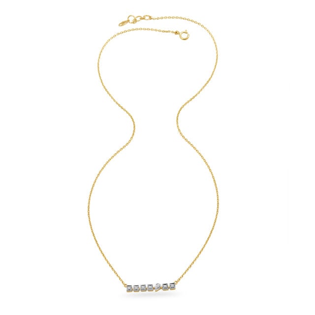 Morse Code Gold & Diamond Necklace,,hi-res image number null