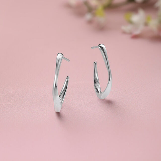 Twisted Shine Silver Earrings,,hi-res image number null
