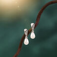 Pearl Drip Silver Drop Earrings,,hi-res view 1