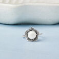 Glided Blossom Pearl Silver Finger Ring,,hi-res view 1