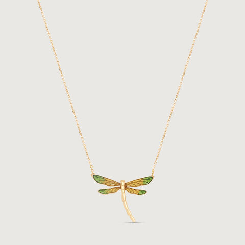 Verdant Dragonfly Gold Necklace
