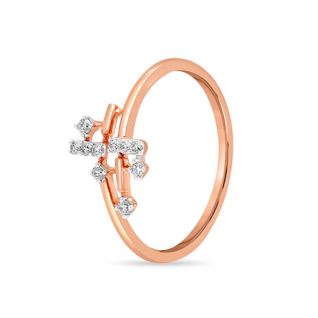 14KT Rose Gold Linear Glam Diamond Finger Ring,,hi-res image number null