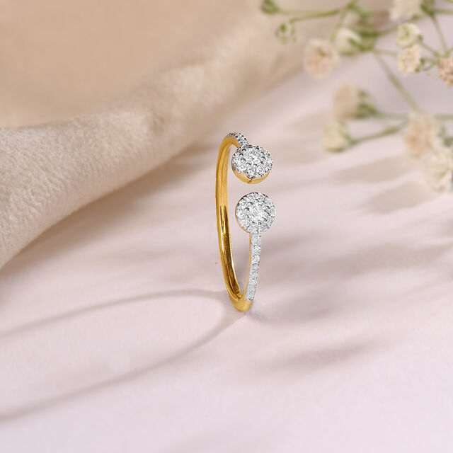 Twin Crescendo Gold & Diamond Finger Ring,,hi-res image number null