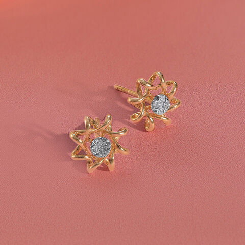 Serene Petal Diamond Stud Earrings