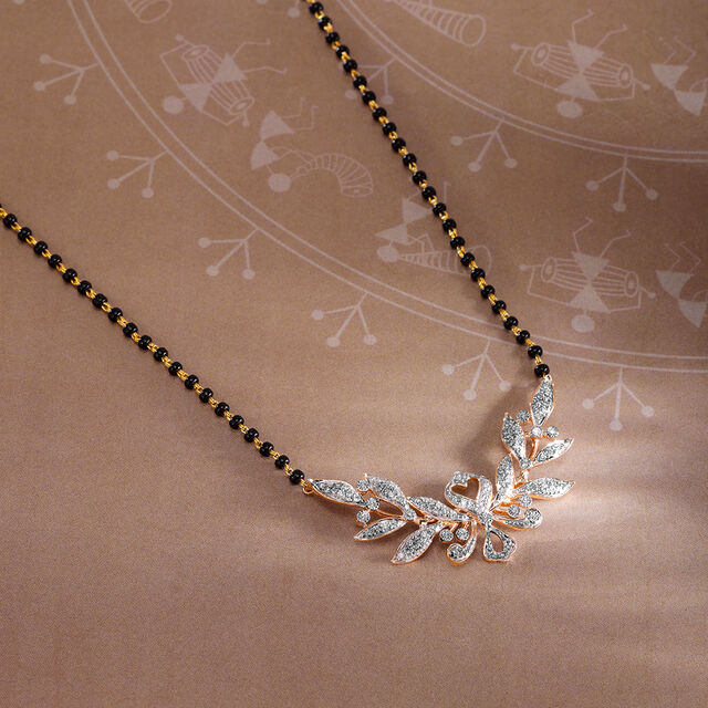 Enchanted Leaves 14 Kt Gold and Diamond Mangalsutra,,hi-res image number null