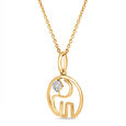 14 KT Yellow And White Gold Elephant Diamond Pendant,,hi-res view 2