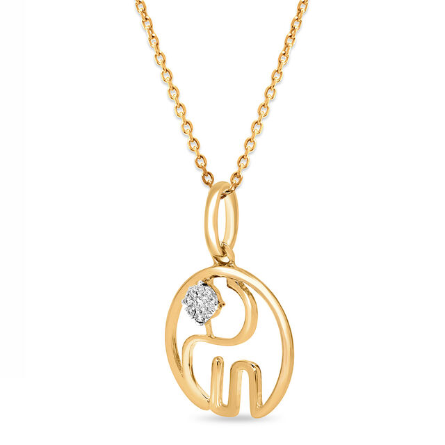 14 KT Yellow And White Gold Elephant Diamond Pendant,,hi-res view 2