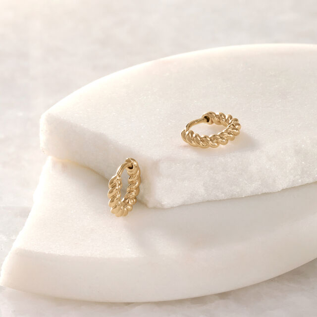 Twisted Rope Gold Hoop Earrings,,hi-res image number null