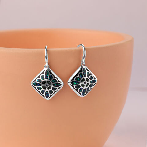 Mystic Mosaic Silver Hoop Earrings