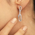 Linked Elegance Silver Drop Earrings,,hi-res view 2