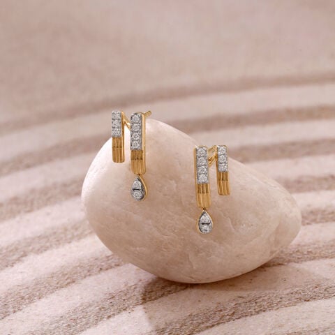 Linear Poise Diamond Drop Earrings