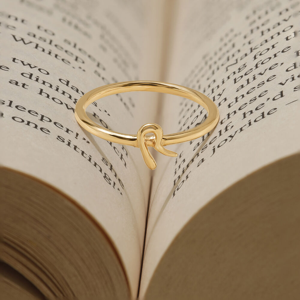 Buy Letter R 14KT Yellow Gold Initial Ring Online Mia by Tanishq