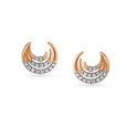 14KT Rose Gold Crescent Moon Stud Earrings,,hi-res view 2