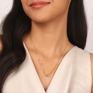 Lunar Arcs 14Kt Gold Pendant with Chain