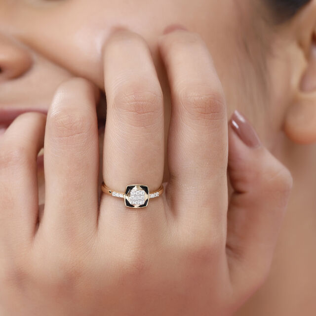 18KT Yellow Gold Abstract Glimmer Diamond Ring,,hi-res image number null