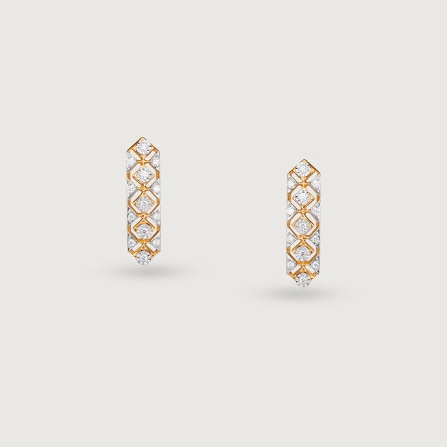 Intricate Lattice Gold & Diamond Stud Earrings,,hi-res image number null