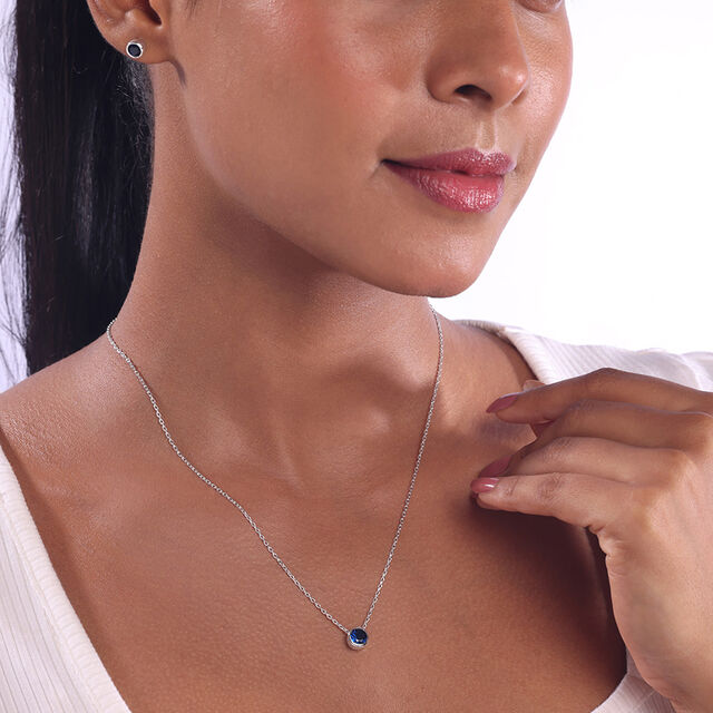 Pretty Minimal Silver Earrings and Necklace Set,,hi-res image number null