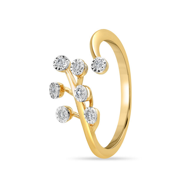14KT Yellow Gold Glowing Leaves Diamond Ring,,hi-res view 3