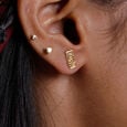 Intricate Geometric Gold Stud Earrings,,hi-res view 2