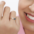 14KT Yellow Gold Rare Pair Diamond and Blue Topaz Ring,,hi-res view 3