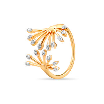 14 KT Yellow Gold Dainty Dandelion Ring
