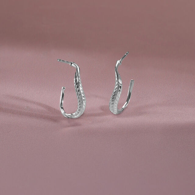 Twisty Textured Silver Earrings,,hi-res image number null