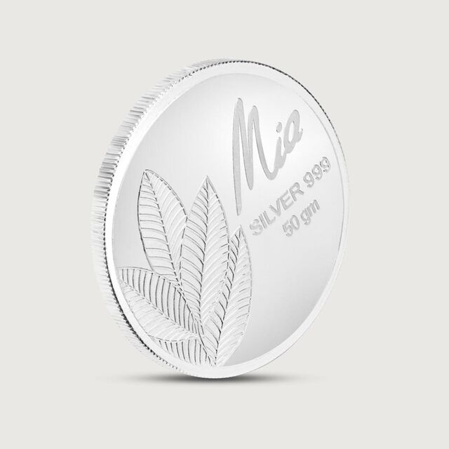50 GM 999 Silver Divine Mango Leaf Coin,,hi-res image number null