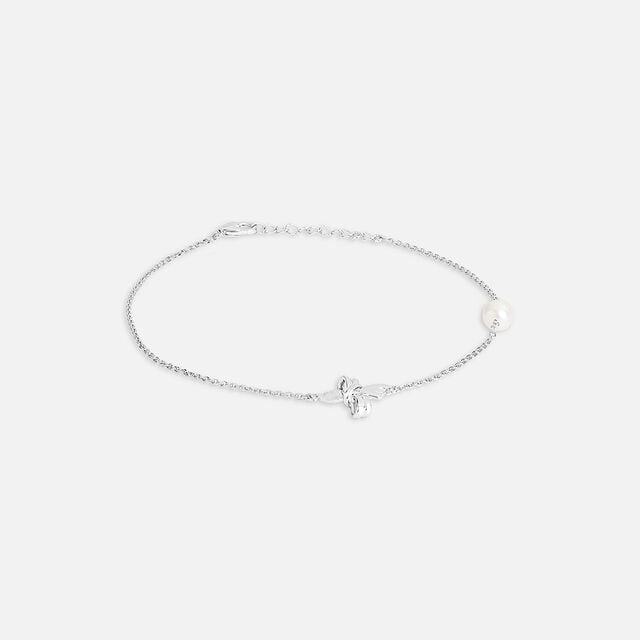 Chic Timeless Peral Silver Anklet,,hi-res image number null