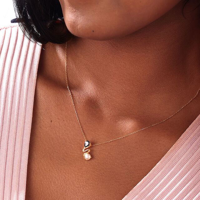 Aqua Shine Pearl & Gold Pendant,,hi-res image number null