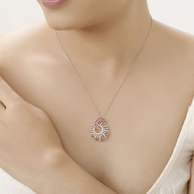 14 KT Rose Gold Interlocking Pendant With Chain,,hi-res image number null