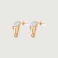 Sculpted Fold Diamond Stud Earrings,,hi-res view 2