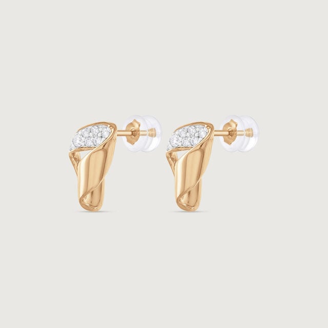 Sculpted Fold Diamond Stud Earrings,,hi-res image number null