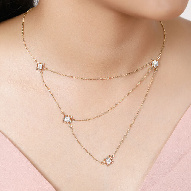14KT Yellow Gold Abstract delight Diamond Necklace,,hi-res image number null