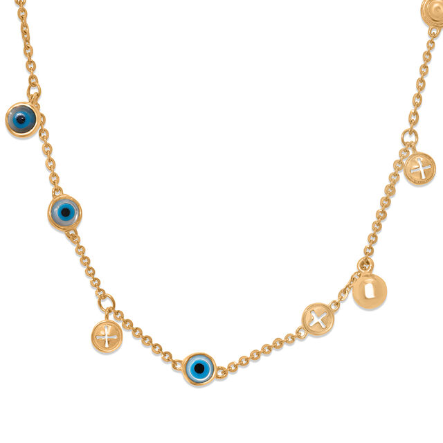 18KT Yellow Gold Evil Eye Mamma Mia Necklace,,hi-res image number null