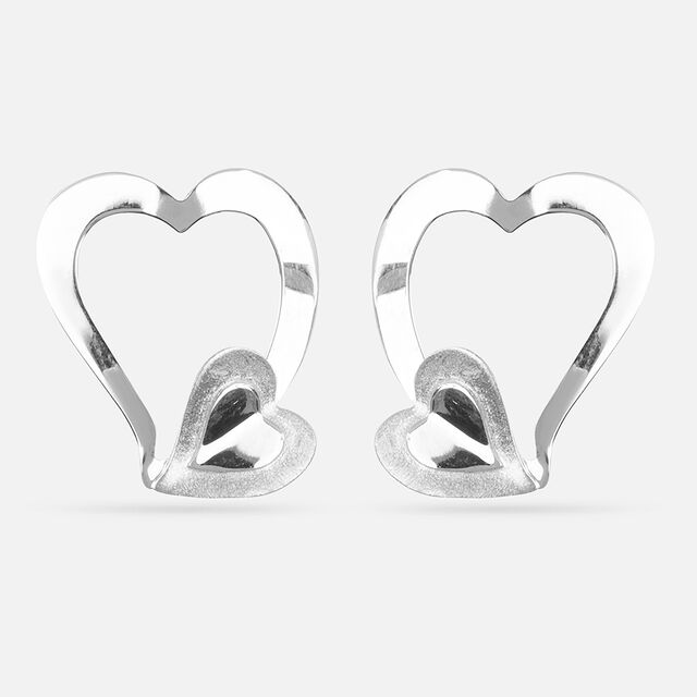 Sculpted Heartbeat Silver Stud Earrings,,hi-res image number null