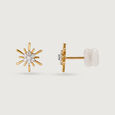 Diamond Gilded Galaxy 14KT Yellow Gold Stud Earrings,,hi-res view 4