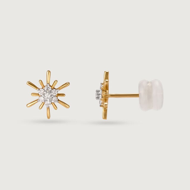 Diamond Gilded Galaxy 14KT Yellow Gold Stud Earrings,,hi-res image number null