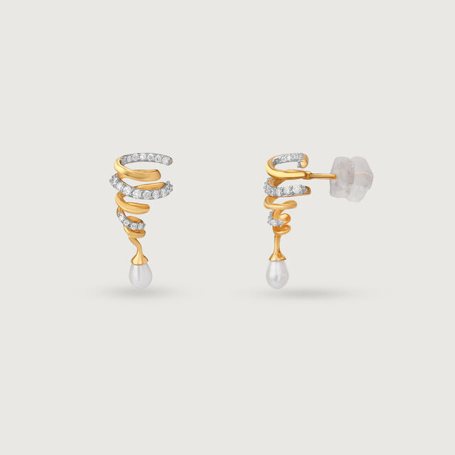 Twilight Spiral Gold & Pearl Stud Earrings,,hi-res image number null