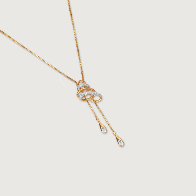 Spiral Serenade 14 Kt Gold & Diamond Necklace,,hi-res image number null