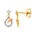 Contemporary Teardrop Heart Gold and Diamond Earrings,,hi-res view 2