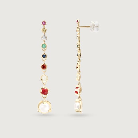 Solar Symphony 14KT Navratna Drop Earrings