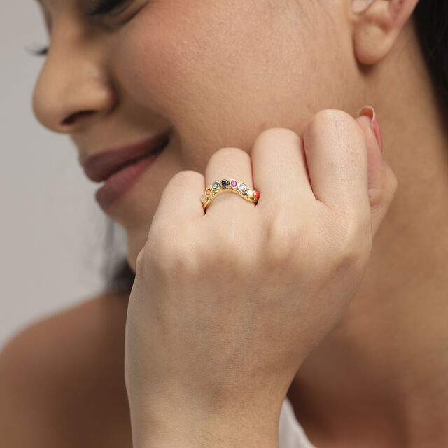 Navratna Aura Diamond Ring,,hi-res image number null
