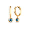 Mamma Mia 14KT Yellow Gold Evil Eye Hoop Earrings,,hi-res view 2