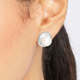 Pristine Pearl Silver Stud Earrings,,hi-res view 2