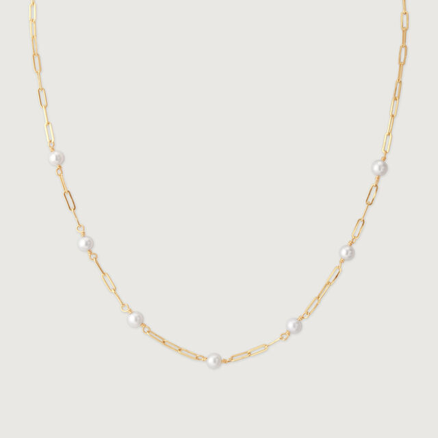 Lustrous Knot Pearl & Gold Chain,,hi-res image number null