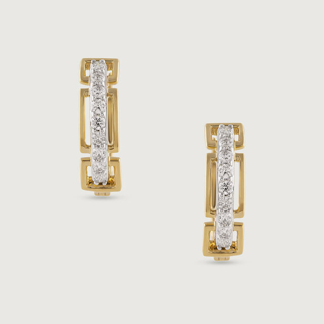 Glam Bold Gold & Diamond Hoop Earrings,,hi-res image number null