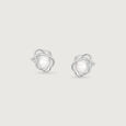 Petal Grace Silver Stud Earrings,,hi-res view 3