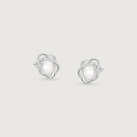 Petal Grace Silver Stud Earrings